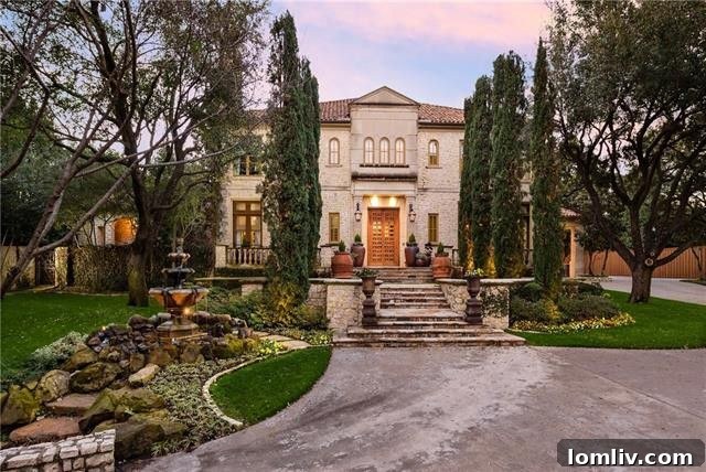 Exquisite Italian Villa Exterior at 4655 Meadowood Road, Dallas