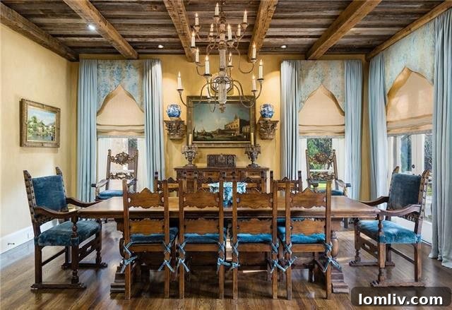 Elegant Dining Area with French Chandelier