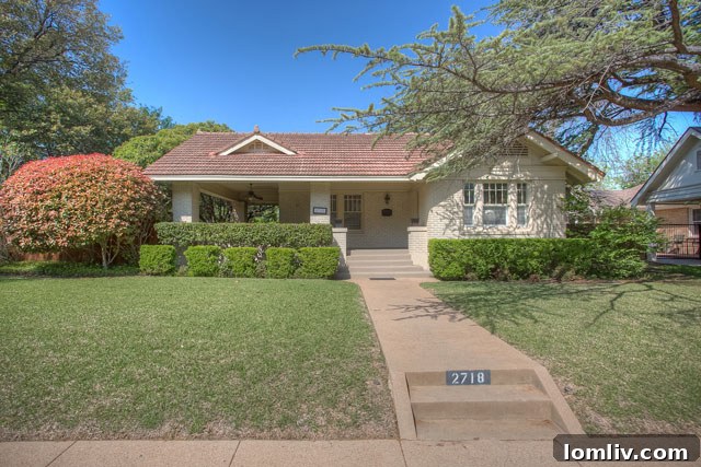 Historic 1926 bungalow at 2718 Cockrell Avenue, Fort Worth, featuring a welcoming wrap-around porch