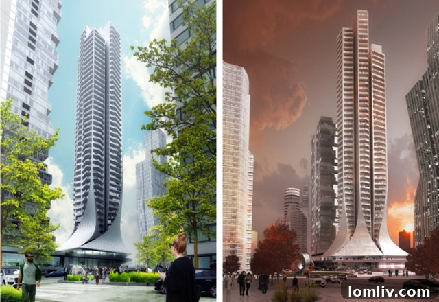The sleek, mixed-use design of Bora Tower in Mexico City, showcasing its distinct 'square tubes' and wrap-around balconies.