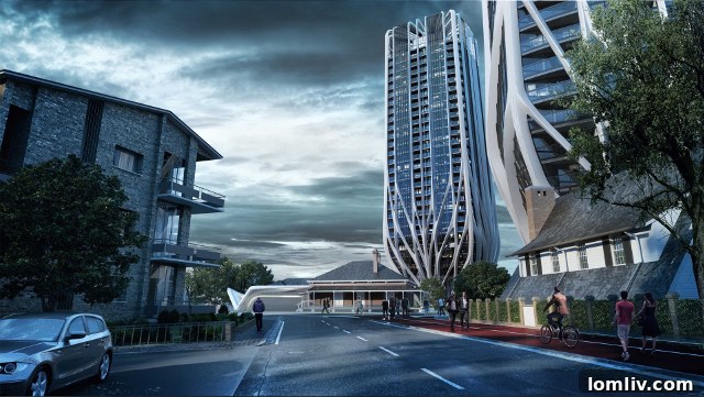 Grace on Coronation's unique base design and its integration into the Brisbane riverfront landscape.
