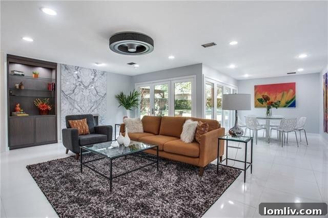 Open Concept Living Area with Terrazzo Floors