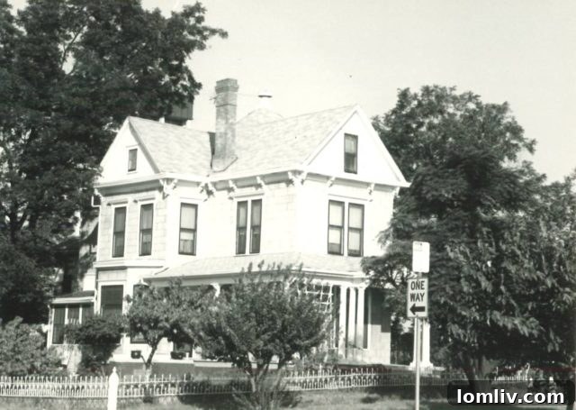 A different angle of the historic Blue House during its relocation, showcasing its distinctive Victorian architecture.