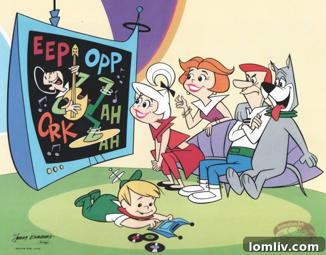 The Jetsons enjoying a concert, illustrating futuristic design concepts
