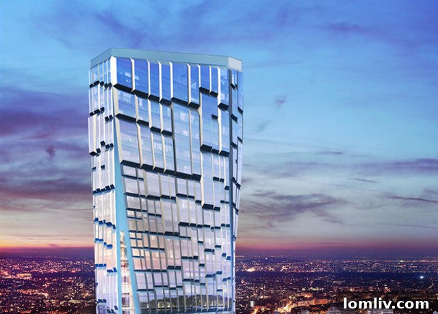 Intricate window pattern of the Tour Bioclimatique tower in Paris