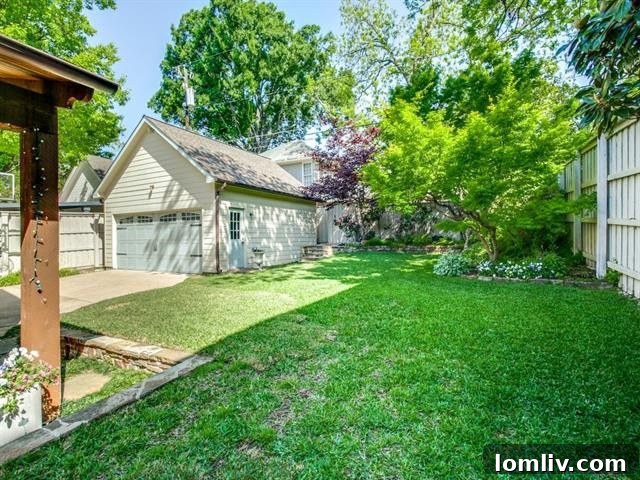 Outdoor seating area in the private backyard of 6941 Lakeshore Drive