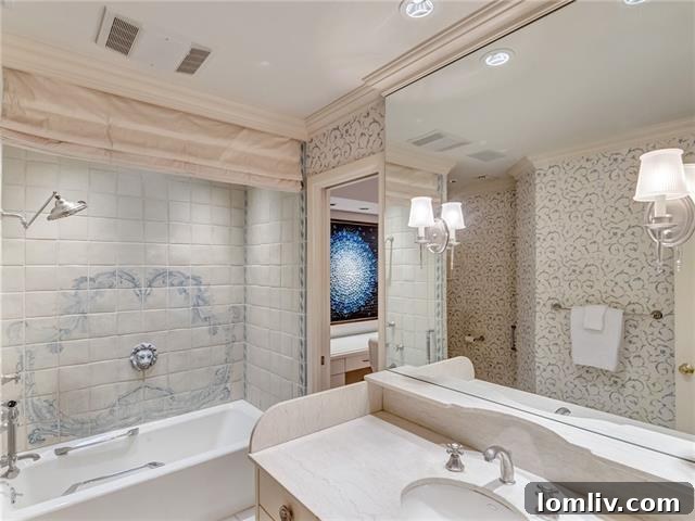 Close-up of elegant blue and white tile work mimicking a classic fountain