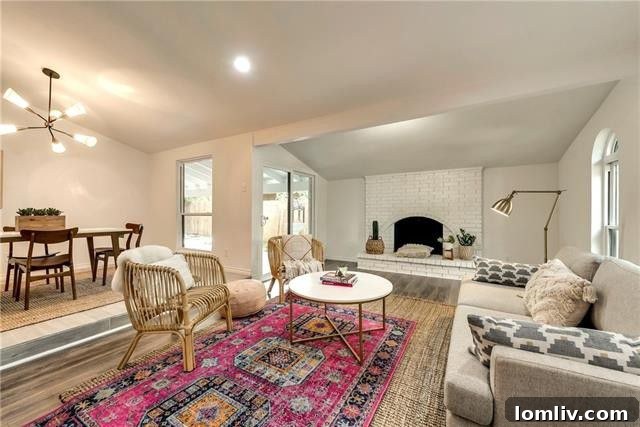 Spacious Dining Area with Retro Chandelier and Laminate Flooring
