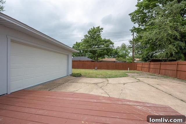 Fenced backyard with ample space for outdoor activities