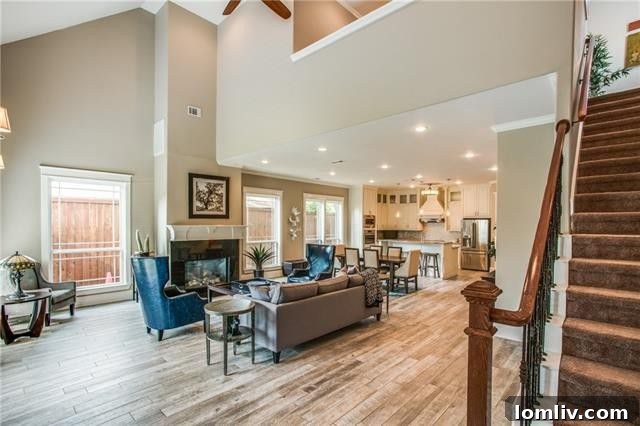 Elegant dining area open to the kitchen in a Dallas Craftsman home