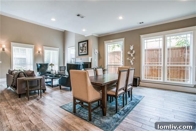 Inviting living room with fireplace and high ceilings