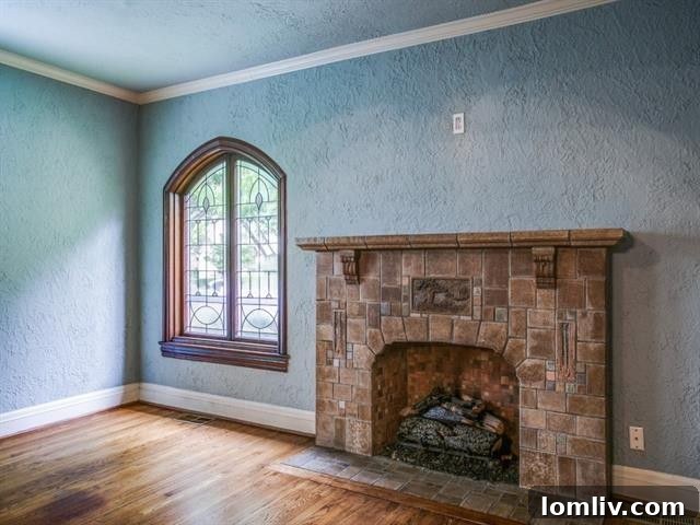 Spacious Formal Living Room Interior of Historic Dallas Tudor Home