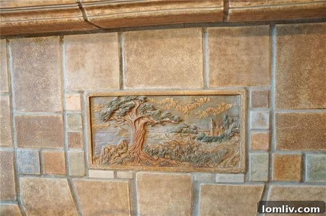 Detailed Batchelder Fireplace with Tree Motif