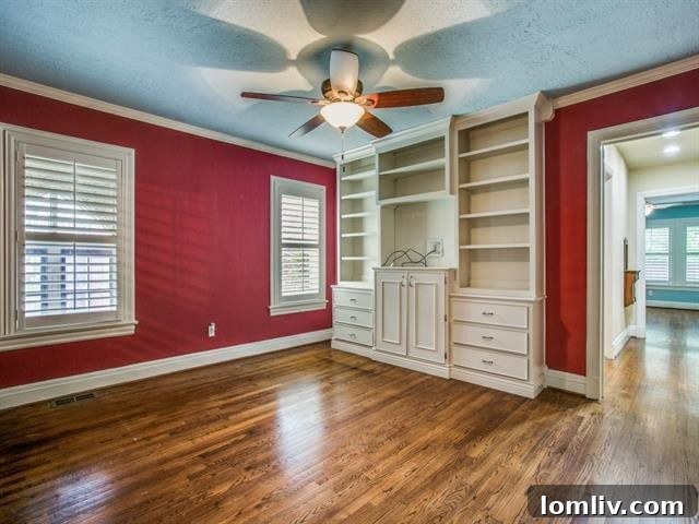 Versatile Living Area with Built-ins and Original Telephone Niche
