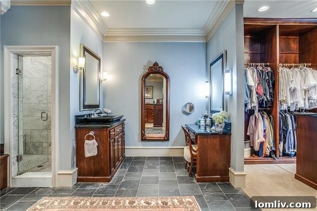 Elegant Master Bathroom Vanities and Custom Closets