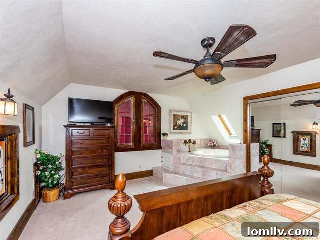 Deceptively Simple Exterior, Intriguingly Complex Interior 11 Master bedroom with an integrated heart-shaped hot tub