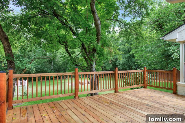 New Wood Deck Overlooking Large Backyard with Mature Trees