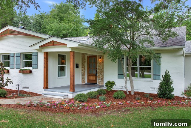 Inviting Front Porch of 9330 Alta Mira Drive with New Shutters and Cedar Posts