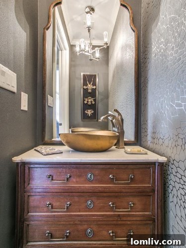Half bath vanity showcasing refinement.