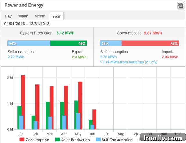 Detailed software monitoring display for solar energy generation and cost savings