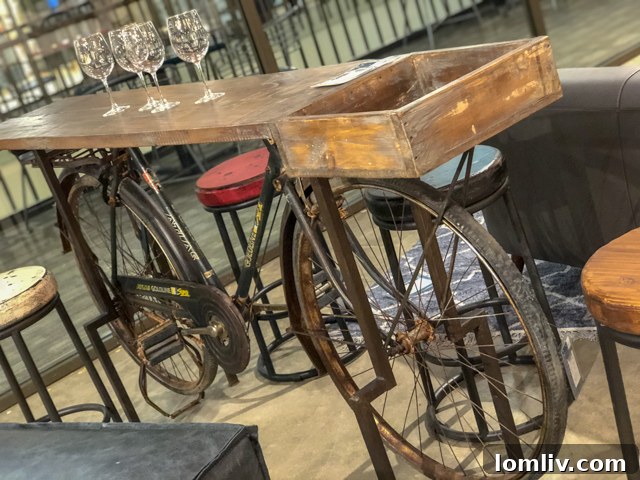 Bar height table by Classic Home is made out of recycled materials – a true personality piece