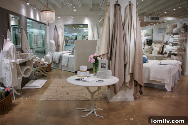 The serene and inviting Peacok Alley showroom at the Dallas Market Center