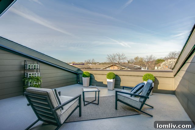 Master suite terrace at Larkspur’s Row on Elsbeth with downtown views