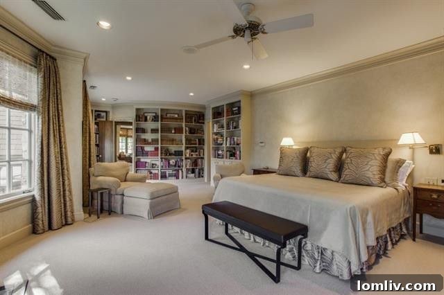 Luxurious Master Bedroom with Sitting Area and Fireplace