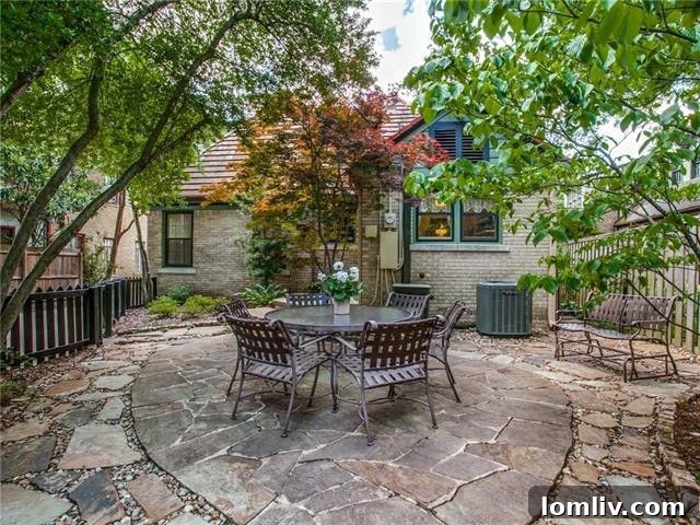 Charming garden space in the backyard of a Dallas Tudor home