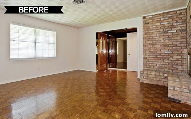 Dated Living Room Before Renovation at 9659 Leaside Dr.