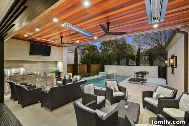 Fully Equipped Outdoor Kitchen with Lynx Grill and Warming Drawers