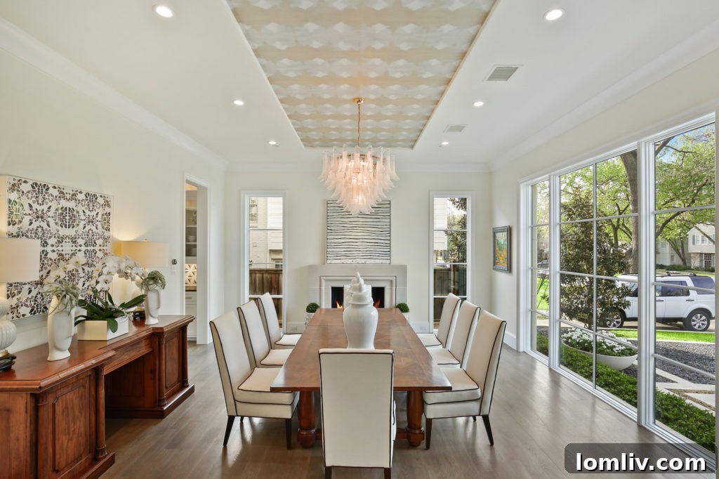 Architectural Ceiling Inset Adorned with Eltis Wallpaper