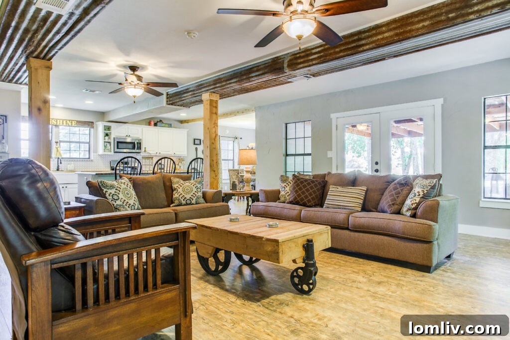 Rear View of Farmhouse and Outdoor Living