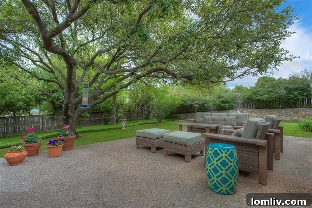 This home’s enormous live oak tree provides plenty of shade.