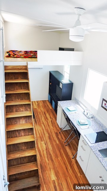 Exterior view of a beautifully designed Indigo River Tiny Home