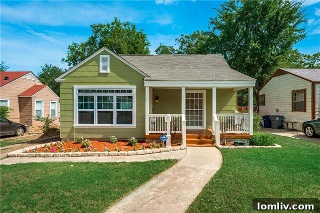 Charming sage green exterior of 1619 Melbourne Ave in Elmwood, Dallas