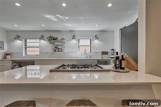 Elegant farm sink and mosaic tile details in a renovated Dallas kitchen