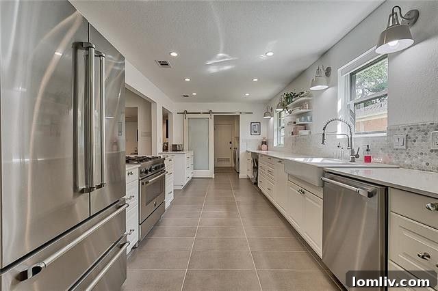 Kitchen island with cooktop breakfast bar and stylish mosaic tile backsplash