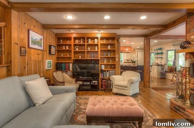 Elegant panelled study offering a quiet retreat and seamless views to the exceptional back garden at 208 Rockwood Drive.