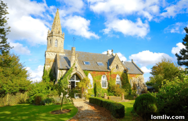 Exterior view of the stunning converted church home in Cold Hanworth, England