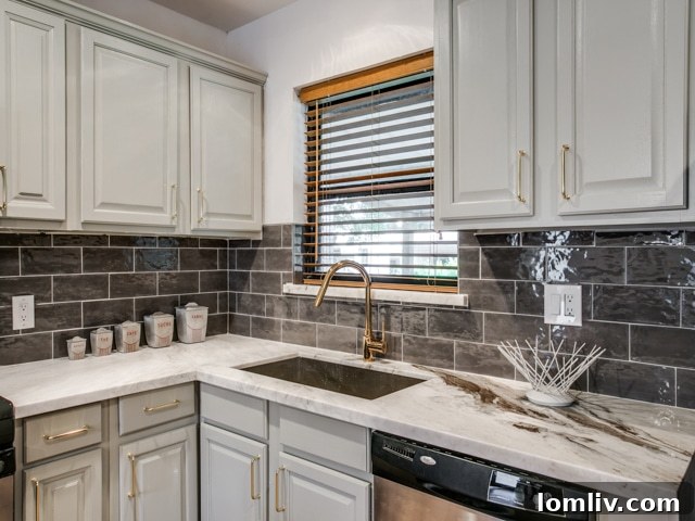 Contemporary bathroom vanity with stylish mirror