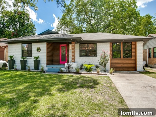 Stylish exterior with cedar accents at 2468 Highwood Dr Dallas TX