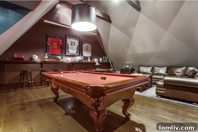 Spacious game room offering family fun and entertainment possibilities