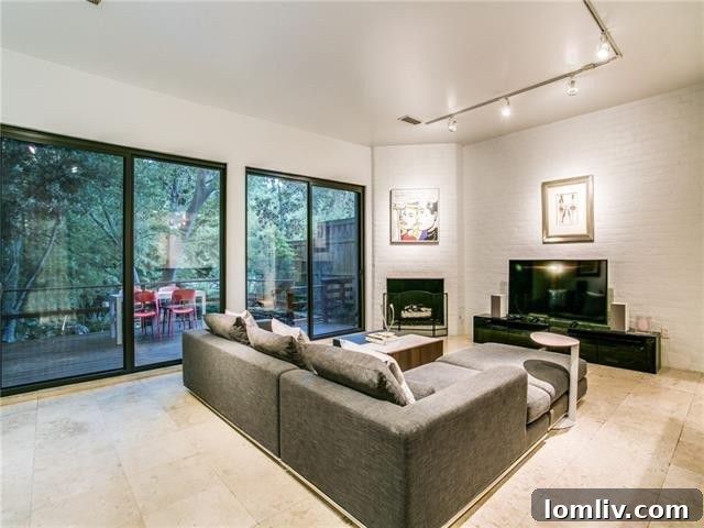 Modern exterior architecture of the Dallas Uptown townhome