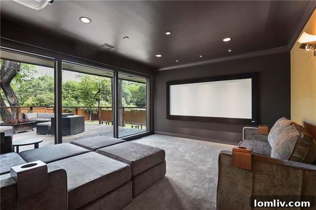 Sophisticated Home Theater with Outdoor Views