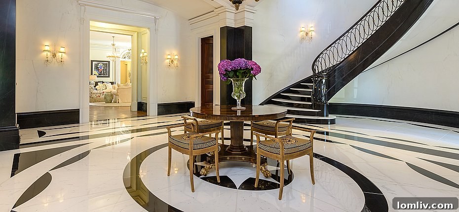 Luxurious living room featuring a grand fireplace and sophisticated decor
