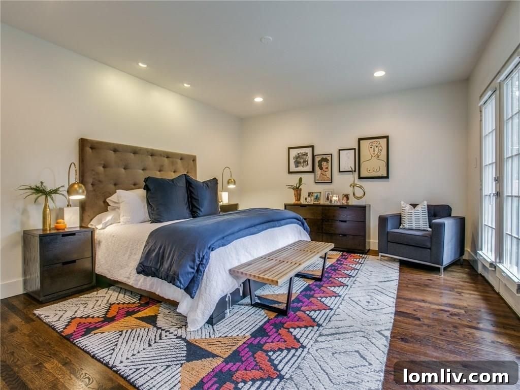 Master Bedroom with French Doors to Backyard Oasis