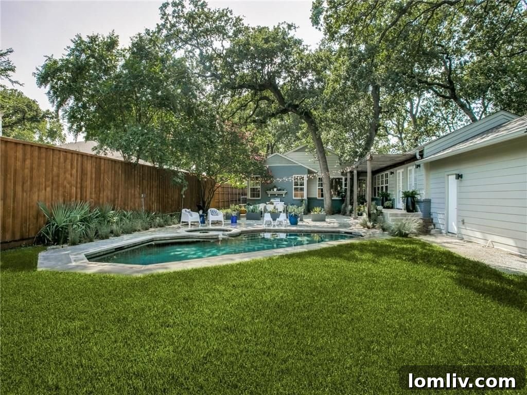 Lush Greenery and Mature Trees in the Backyard