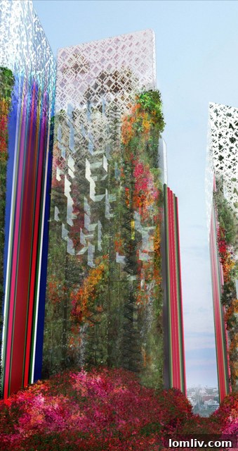 Lima, Peru (Unbuilt) - close-up of the forest encapsulating Jean Nouvel's building design