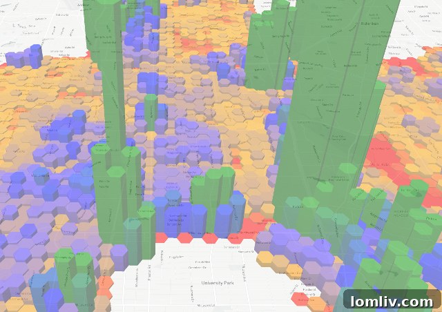 A 3D tax map highlighting Preston Center and North Park commercial areas in green, illustrating their significant tax contributions.